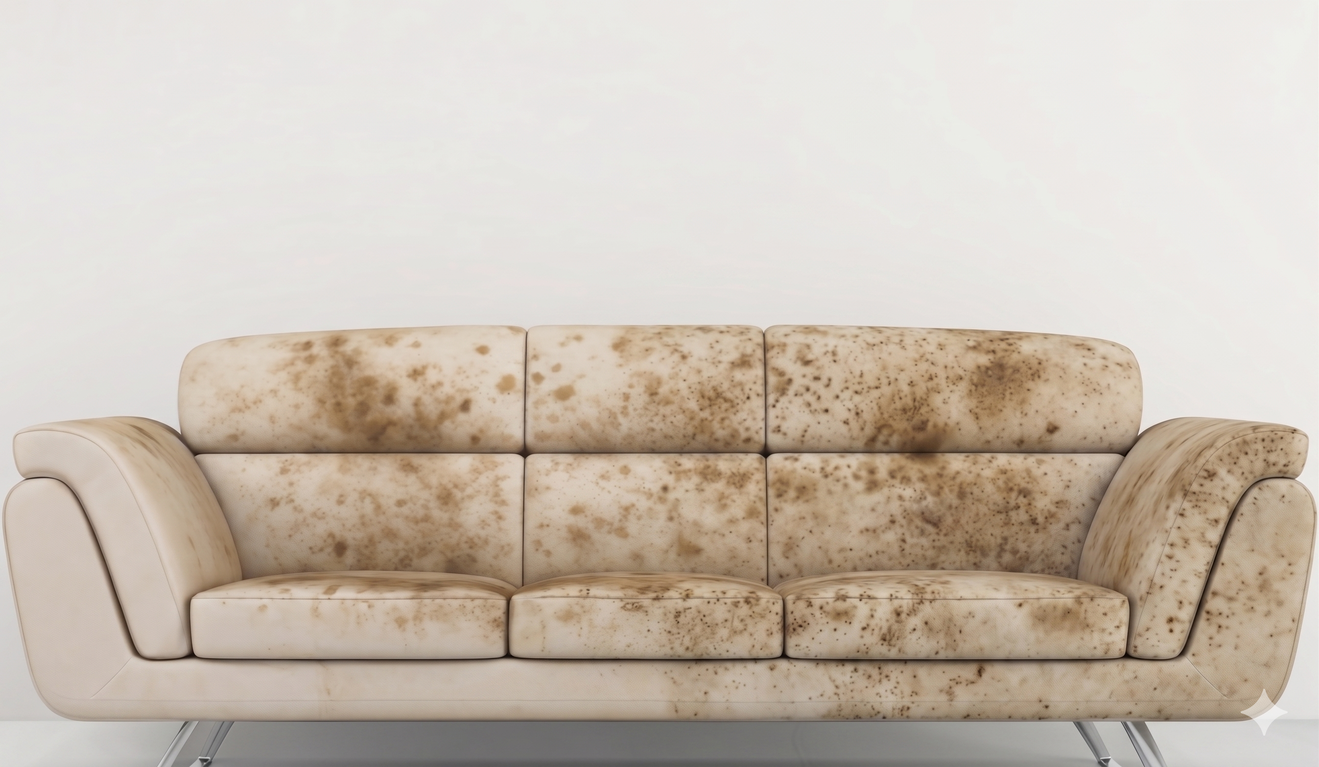 Sofá branco limpo e higienizado após o serviço